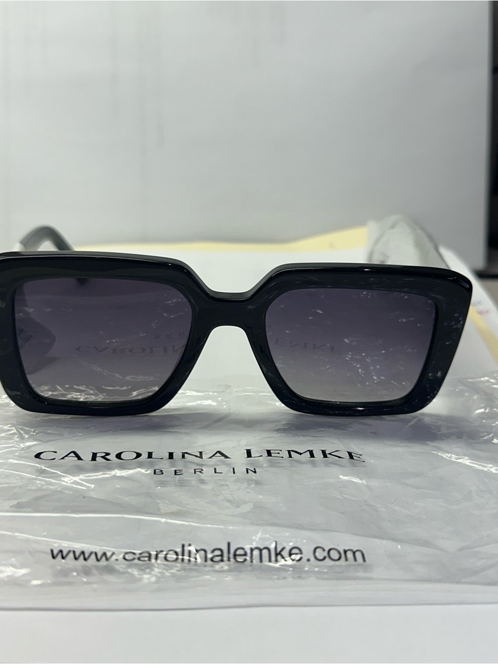 Carolina Lemke sunglasses CL9196-01 Black Square Sunglasses with Gradient Lenses